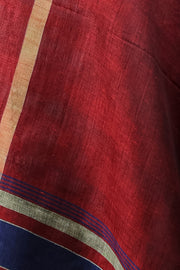 Maroon Kolika Cotton Linen Dupatta with Contrast Woven Border